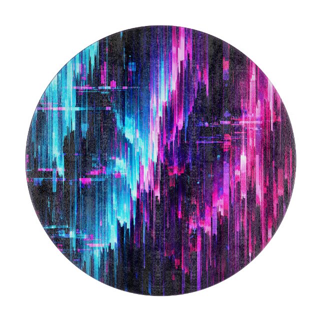 Neon-Glitch-Datenstrom-Abstrakt Schneidebrett (Vorderseite)