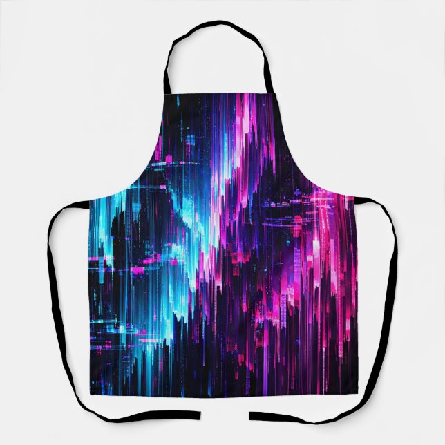 Neon-Glitch-Datenstrom-Abstrakt Schürze (Vorderseite)
