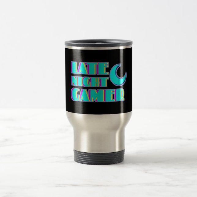 Neon Glitch Gamer Reisebecher | Synthwave (Mittel)