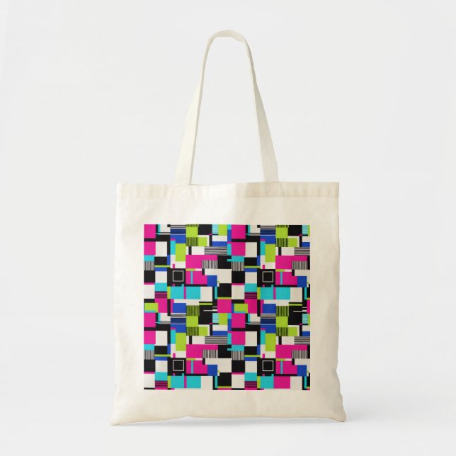 Neon Glitch Geometric Canvas Tote Bag Tragetasche (Vorne)