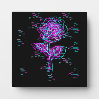 Neon Glitch Rosen-Design Fotoplatte