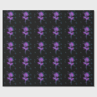Neon Glitch Rosen-Design Geschenkpapier