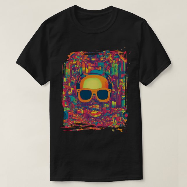 "Neon Glitch Vibes" Abstract Art T-Shirt –  (Design devant)