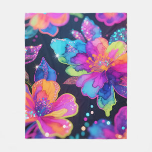 Neon-Glitter-Blumenmuster Fleecedecke