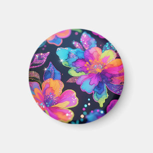 Neon-Glitter-Blumenmuster Magnet