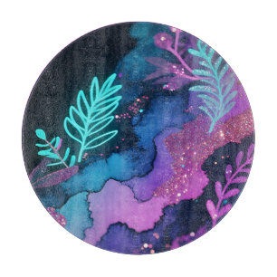 Neon-Glitter-Botanical-Abstrakt Schneidebrett