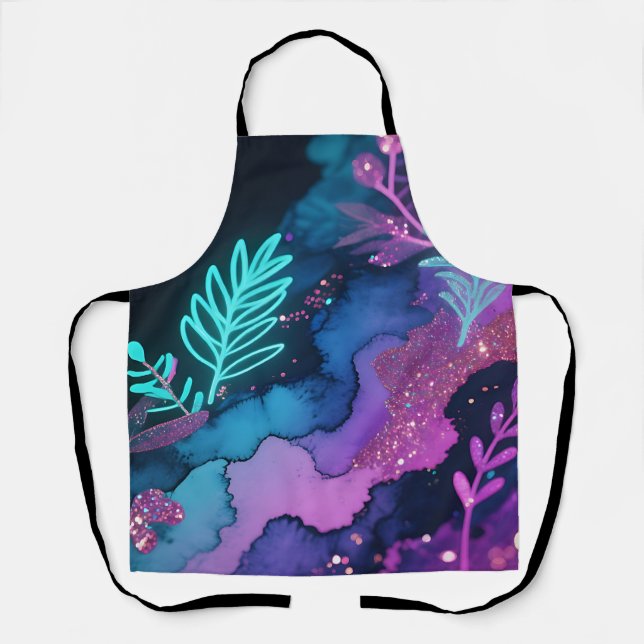 Neon-Glitter-Botanical-Abstrakt Schürze (Vorderseite)