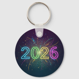Neon Glow 2026 Feuerwerk Feier Doppelseitig Schlüsselanhänger