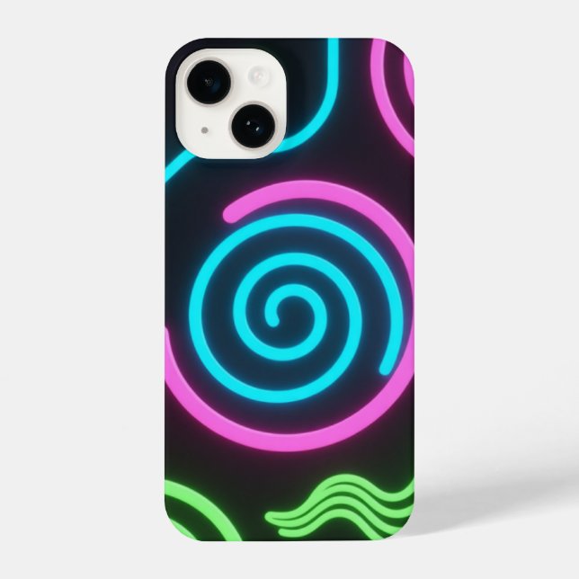 Neon Glow Black Phone Case iPhone 14 Hülle (Rückseite)