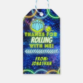 Neon Glow Bowling Party Vielen Dank für Ihr Rollin Geschenkanhänger