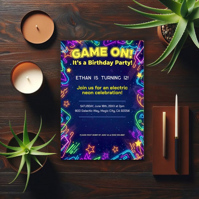 Neon Glow Brthday Party  Einladung (Von Creator hochgeladen)
