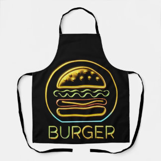 Neon Glow Burger Sign Schürze