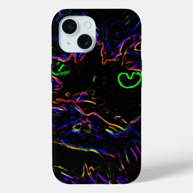 Neon Glow Cat Case-Mate iPhone Hülle (Rückseite)