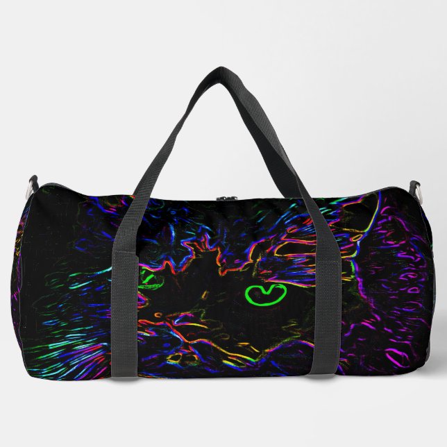 Neon Glow Cat Duffle Bag (Vorderseite)