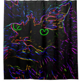Neon Glow Cat Duschvorhang