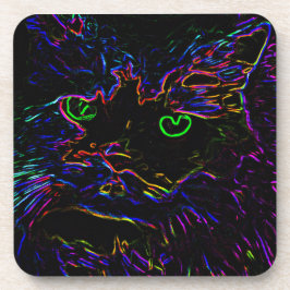 Neon Glow Cat Getränkeuntersetzer