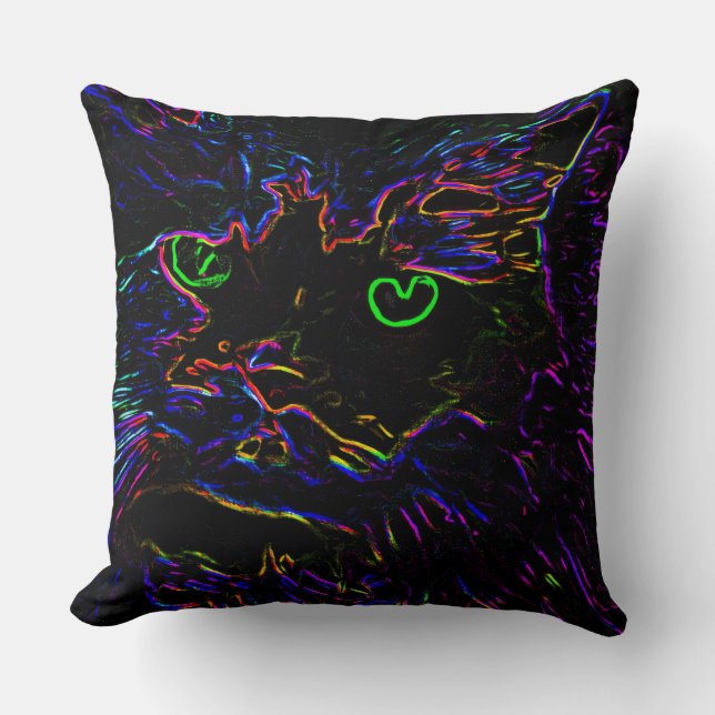 Neon Glow Cat Kissen (Vorderseite)