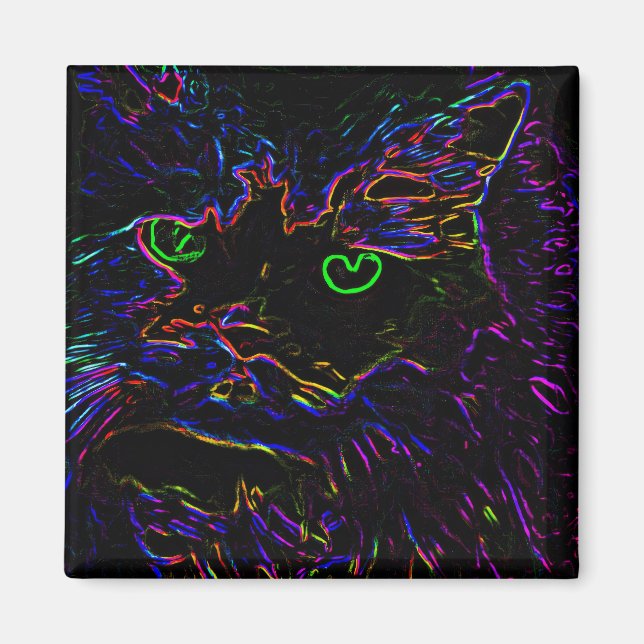 Neon Glow Cat Magnet (Vorne)