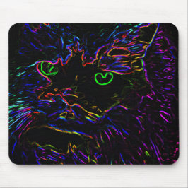 Neon Glow Cat Mousepad