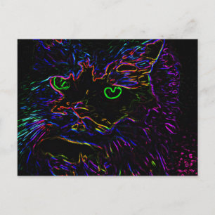 Neon Glow Cat Postkarte