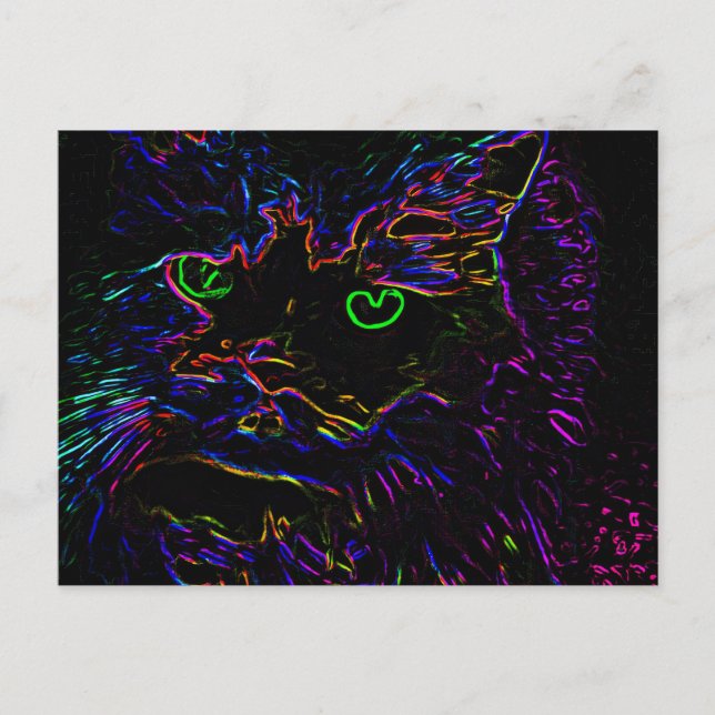 Neon Glow Cat Postkarte (Vorderseite)