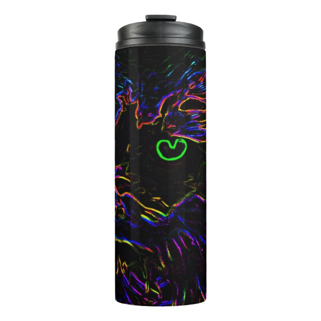 Neon Glow Cat Thermosbecher (Vorderseite)