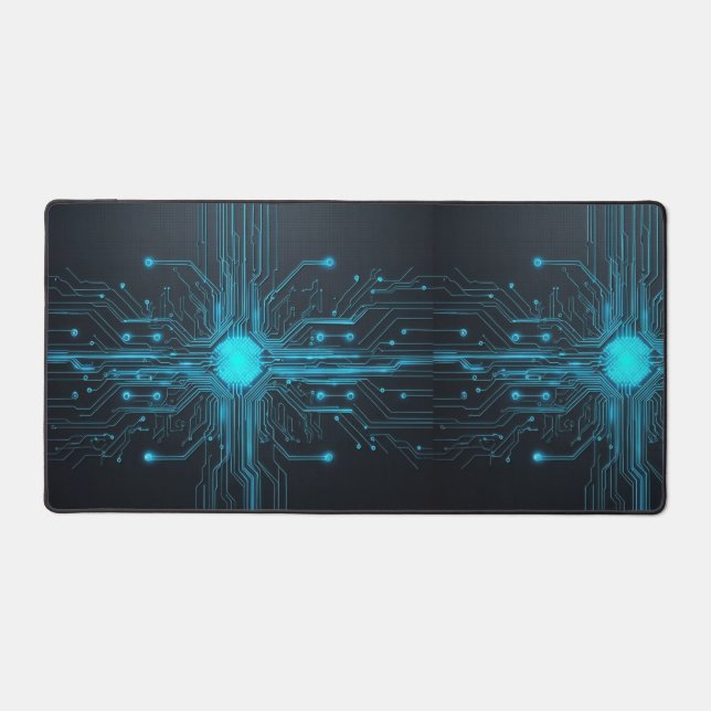Neon Glow Circuit Desk Mat Schreibtischunterlage (Vorderseite)