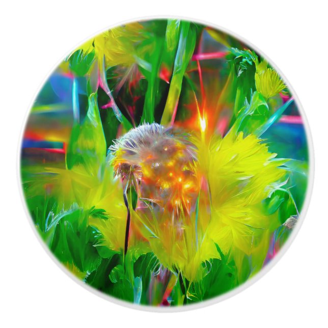 Neon Glow Dandela im Dream Garden Keramikknauf (Vorderseite)