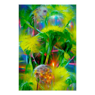 Neon Glow Dandela im Dream Garden Poster