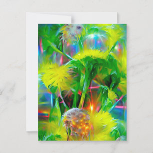 Neon Glow Dandela im Dream Garden Postkarte