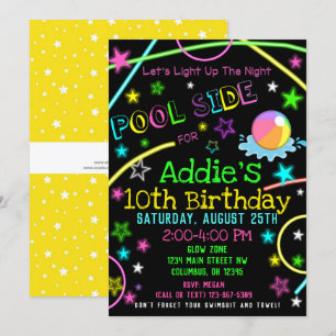 Neon Glow dans l'obscurité Invitation de la fête d