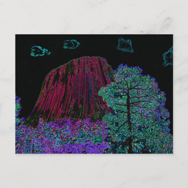 Neon Glow Devils Tower Postkarte (Vorderseite)