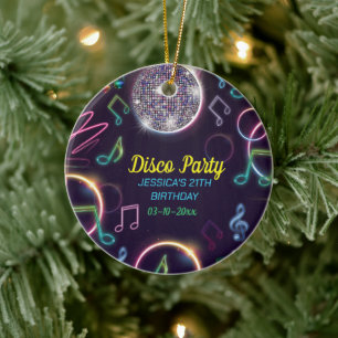 Neon Glow Disco Dance Geburtstagsparty Keramik Ornament