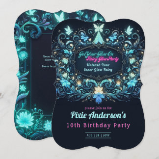 Neon Glow Fairy Party Theme - Märchen nach Dunkelh Einladung