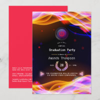 Neon Glow Flames Virtual Graduation Party