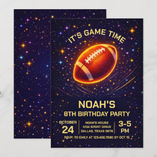 Neon Glow Football Birthday Invitation Einladung