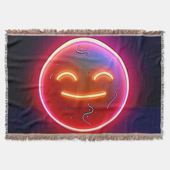 Neon Glow Happy Face Art Decke (Vorderseite)
