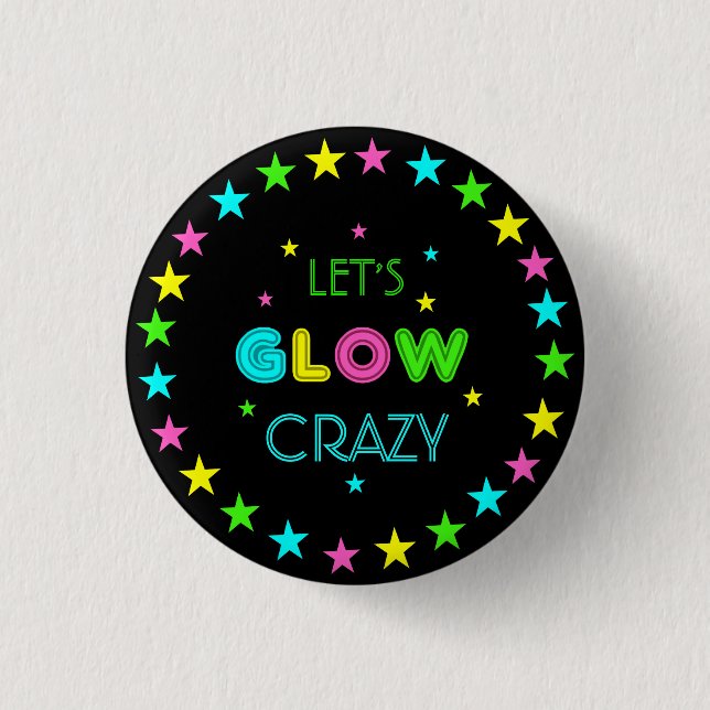 Neon Glow im Dunkelschwarzen Kindergeburtstag Button (Vorderseite)