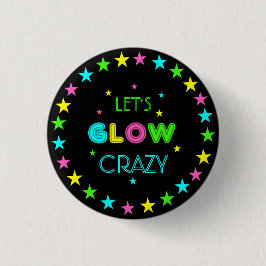 Neon Glow im Dunkelschwarzen Kindergeburtstag Button