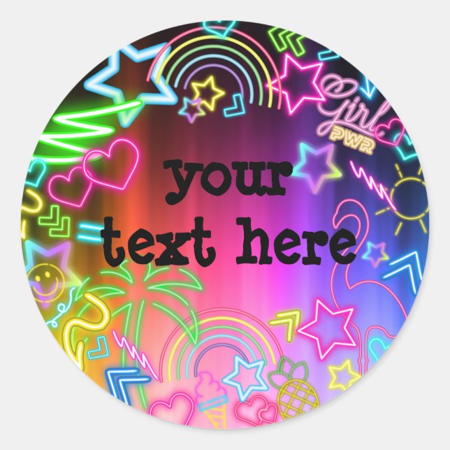 Neon Glow in Dark, Rainbow Cheetah Print  Runder Aufkleber (Vorderseite)