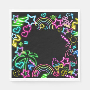 Neon Glow in Dark, Rainbow Cheetah Print Serviette