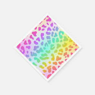 Neon Glow in Dark, Rainbow Cheetah Print Serviette