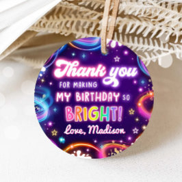 Neon Glow in der Dark Disco Girl Birthday Party Geschenkanhänger