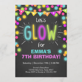 Neon Glow in der dunklen Einladung zum Geburtstag