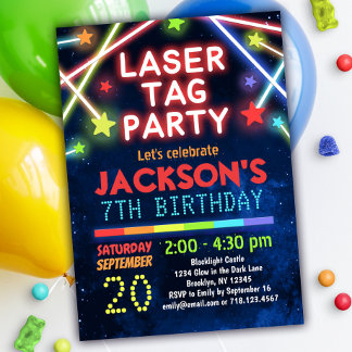 Neon Glow Laser Tag Party Geburtstagseinladungen Einladung