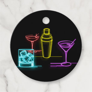Neon-Glow-Lichter Farbige Cocktails 21. Geburtstag Geschenkanhänger