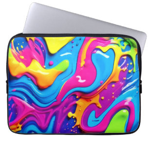 Neon Glow Liquid Spritzer Artwork Laptopschutzhülle