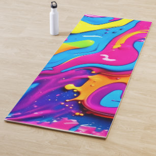 Neon Glow Liquid Spritzer Artwork Yogamatte