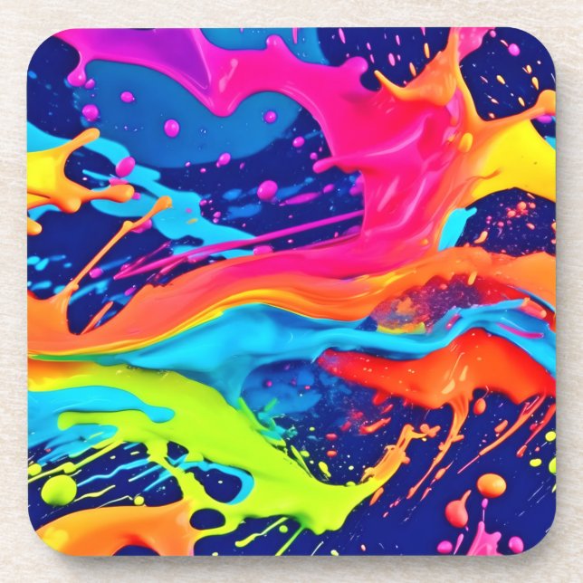Neon Glow Liquid Wirbel Design Getränkeuntersetzer (Vorderseite)