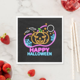 Neon Glow Look Halloween Pumpkin Bats Web Moon Serviette